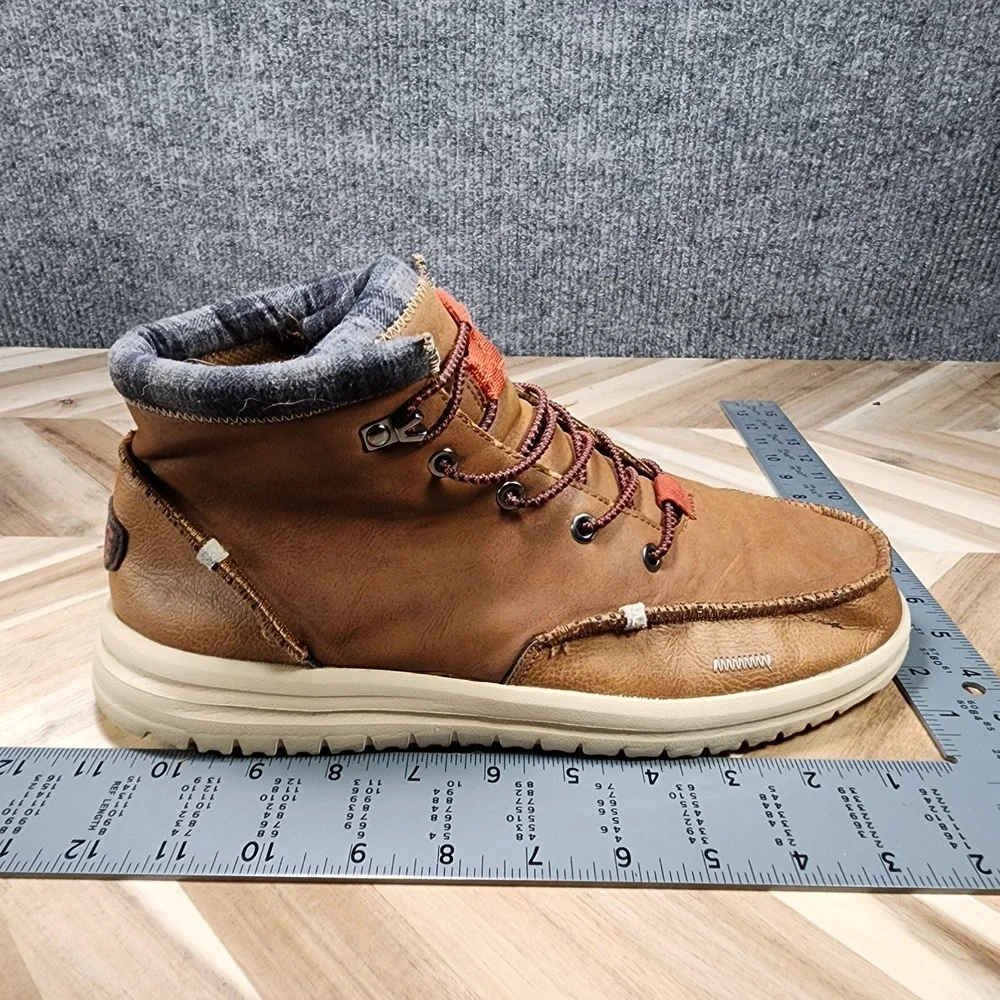 HEY DUDE BRADLEY CLASSIC Cognac Leather Lace Up Round Toe Anke Boot Men's 11